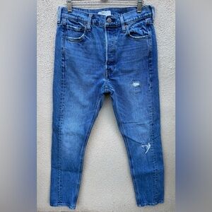 Levis Altered 501 Skinny Jeans Medium Wash Distressed High Rise Size W29 L28